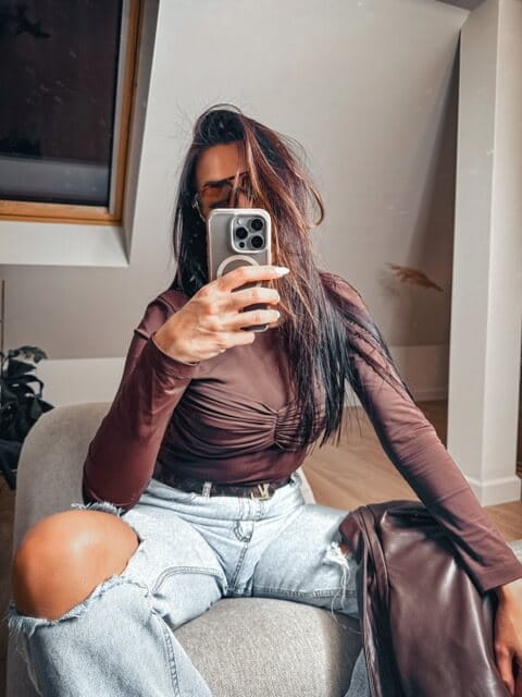 bluzka brązowa, elegancka bluzka brązowa