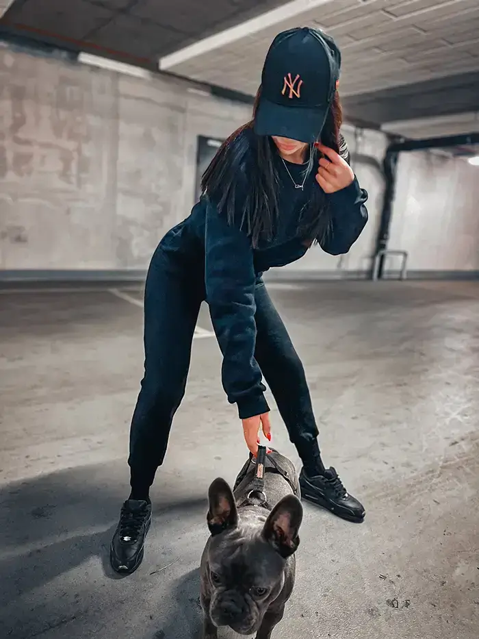 dres damski bawelniany, Czarny Komplet Dresowy