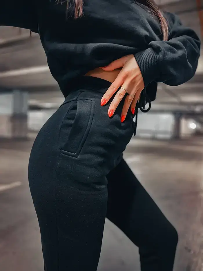 dres damski, Czarny Komplet Dresowy